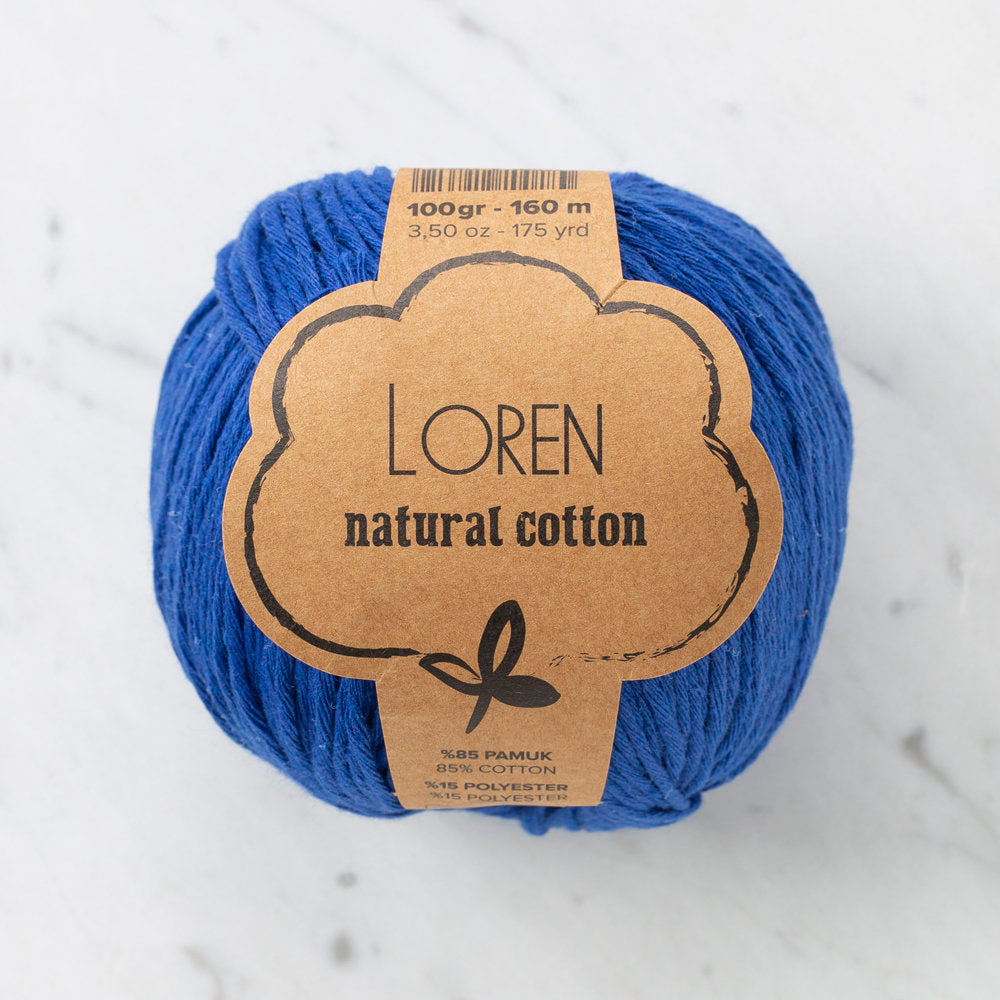 Loren Natural Cotton Saks Mavi El Örgü İpi - R025